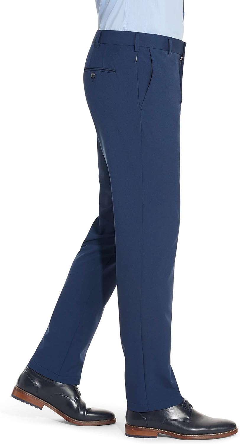 Van Heusen Men's Slim Fit Flex Flat Front Pant 36W x 34L Blue Barge