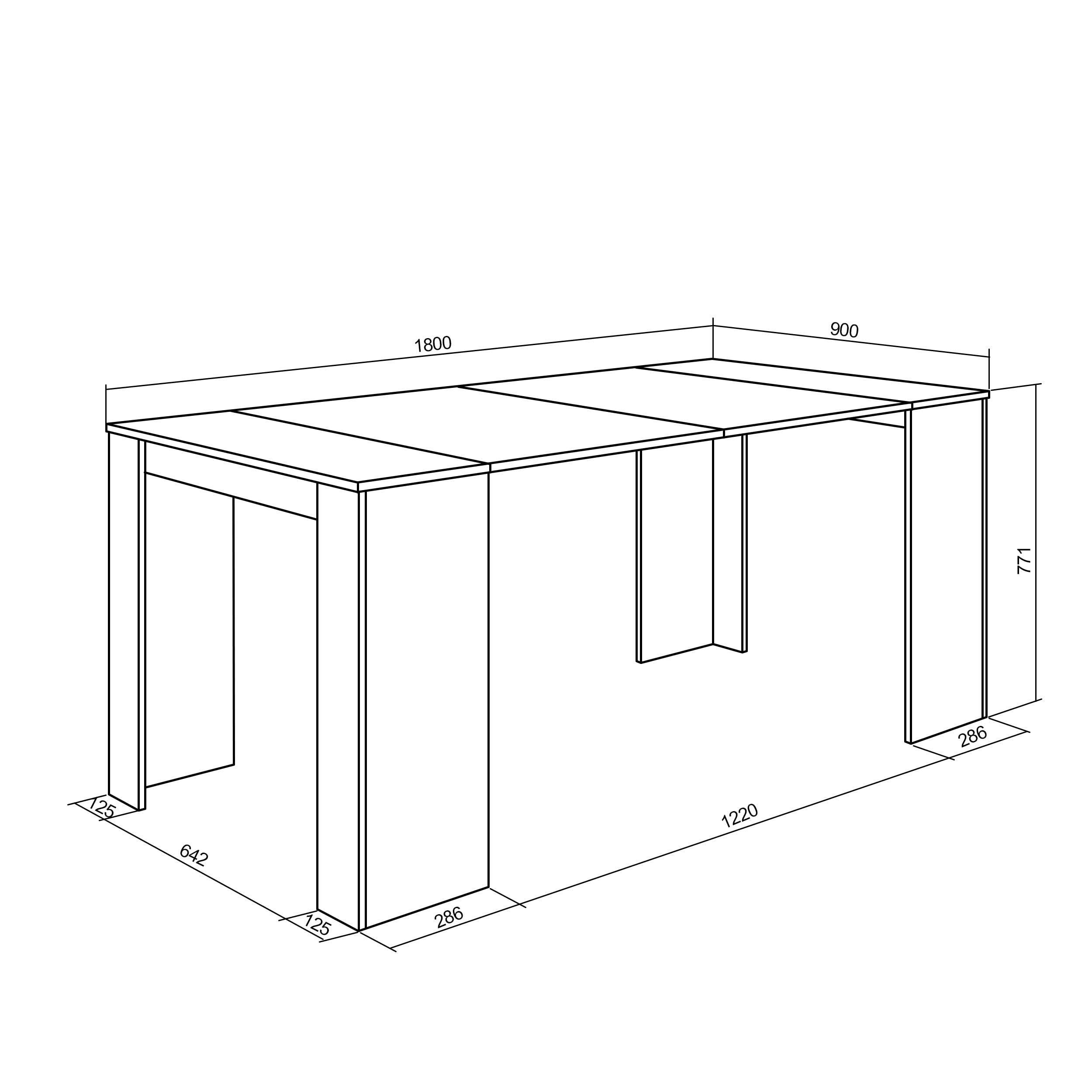 Skraut Home | Mesa Consola Extensible | Mesa Comedor Plegable | 180 | para 8 comensales | Comedor y Cocina | Estilo Moderno | Roble