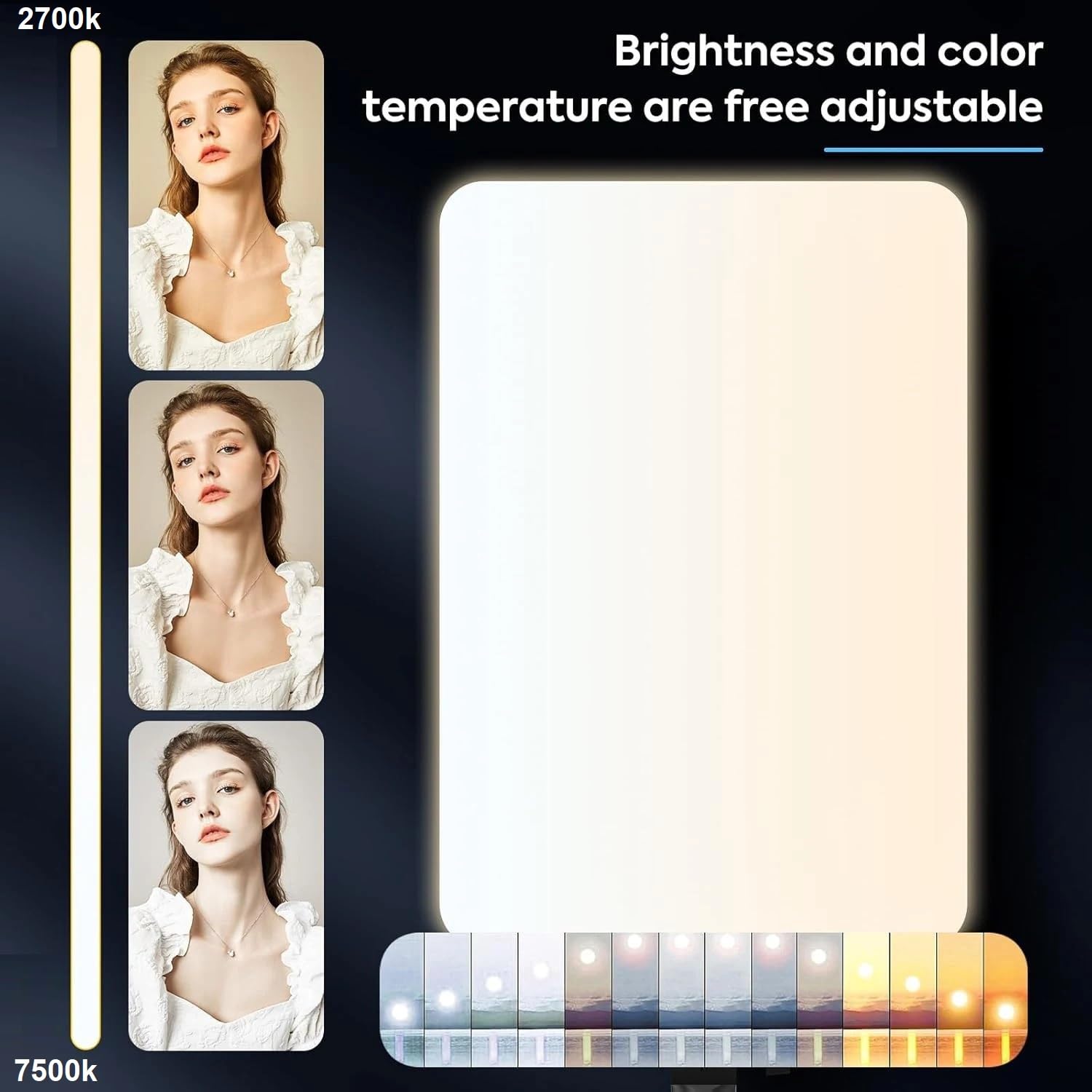 2X Panel de Iluminacion Fotografica Luz de Relleno Fotografia Videos Luces Led Pantalla 19" 2700k-7500K, Trípode Regulable Filmación Zoom Videoconferencia TikTok con Mando (2 Luces - 2 Tripodes)