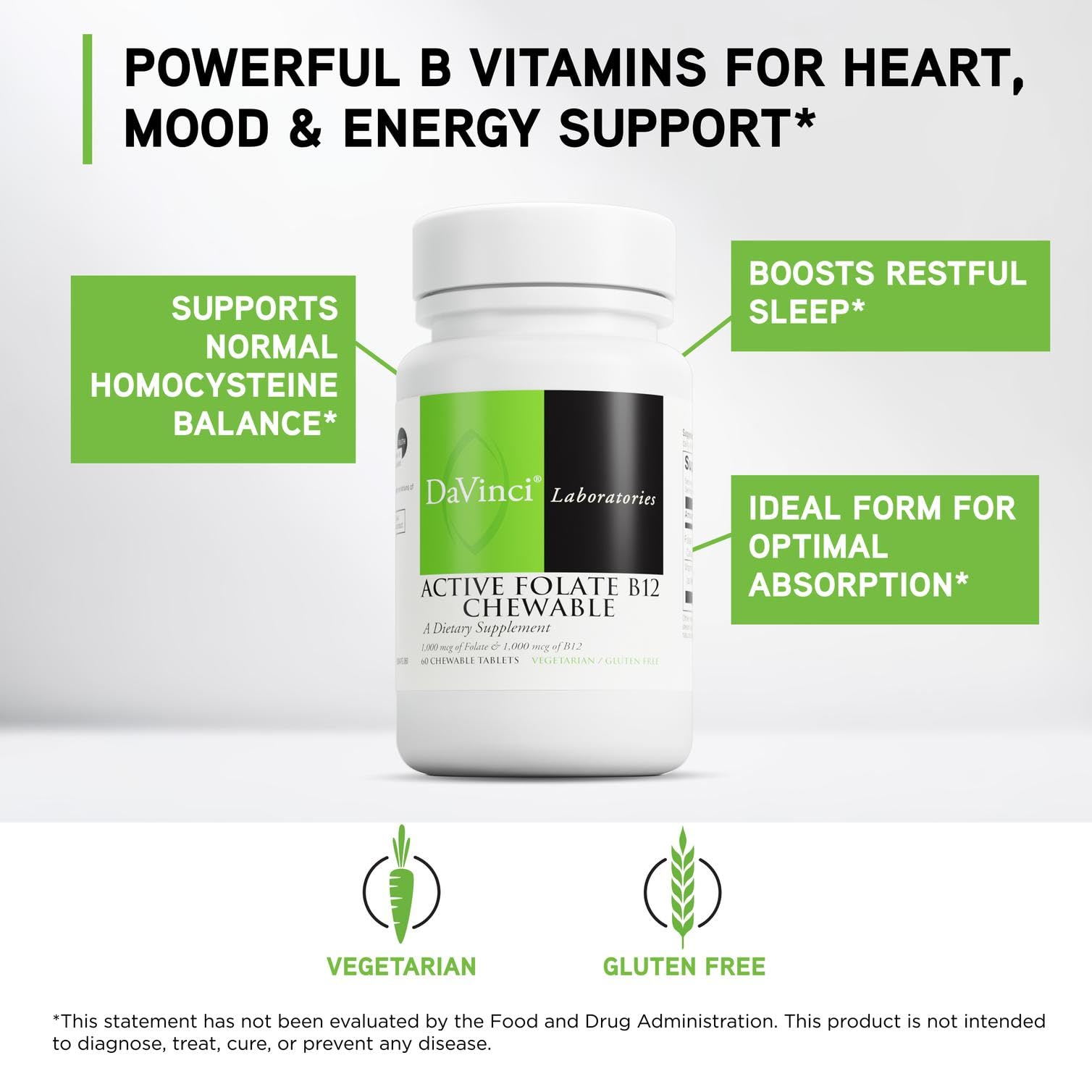 DAVINCI Labs Active Folate B12 Chewable, 60 Chewable Tablets — Amazon image 3