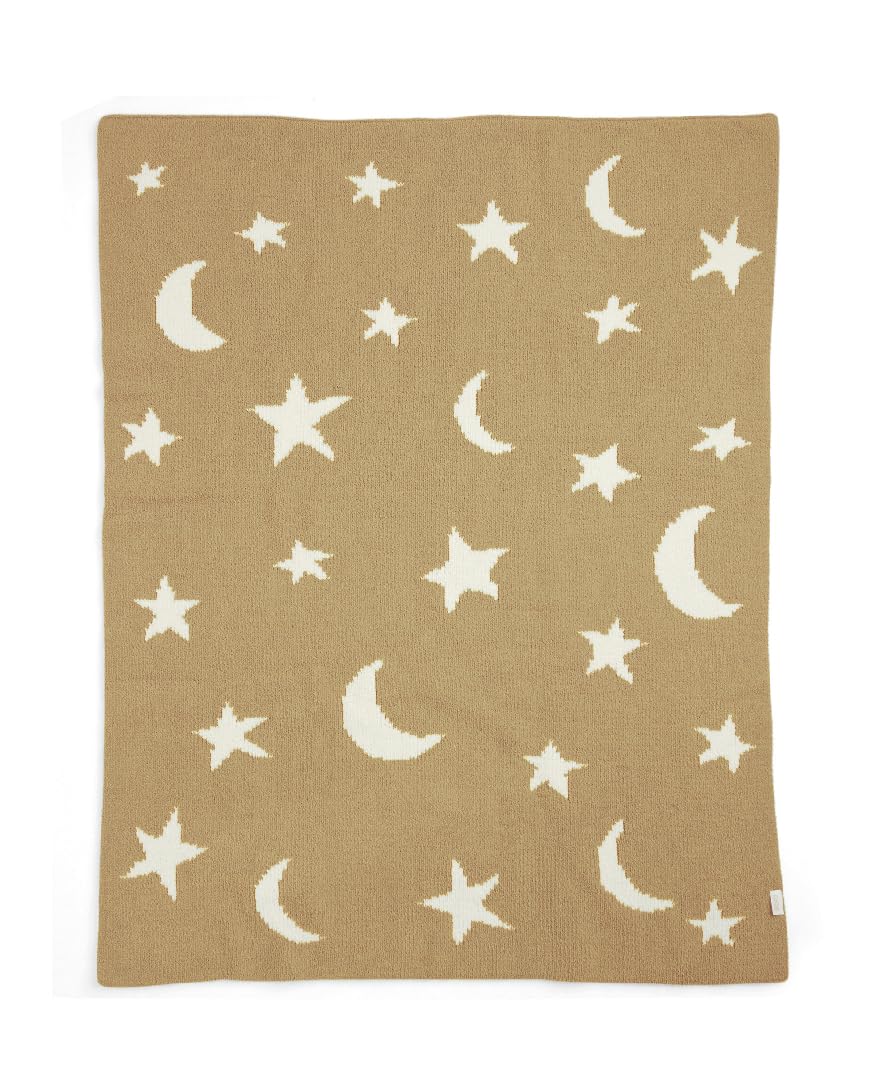 Mamas & Papas Nursery Small Chenille Blanket - Mustard Moon/Star, 90x70cm