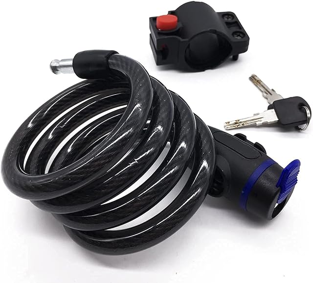 Maveek Bike Lock 1.2M (4-Feet) Steel Coiled Cable Lock with Intergrated Key Lock for Bicycle Outdoors