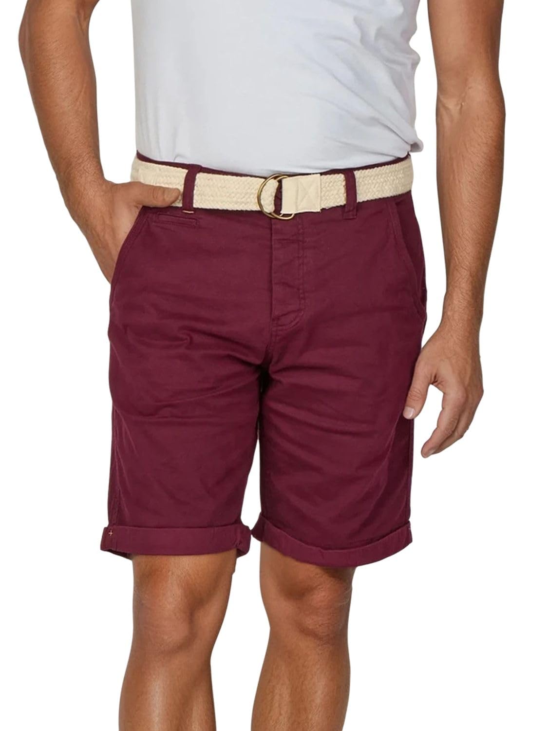 riverso Kurze Hosen Herren Sommer Chino Shorts mit Gürtel Regular Fit RIVHenry Bermuda Stretch Blau Navy Rot Grün Orange Beige Grau 30 31 32 33 34 36 38 40 42 44 46