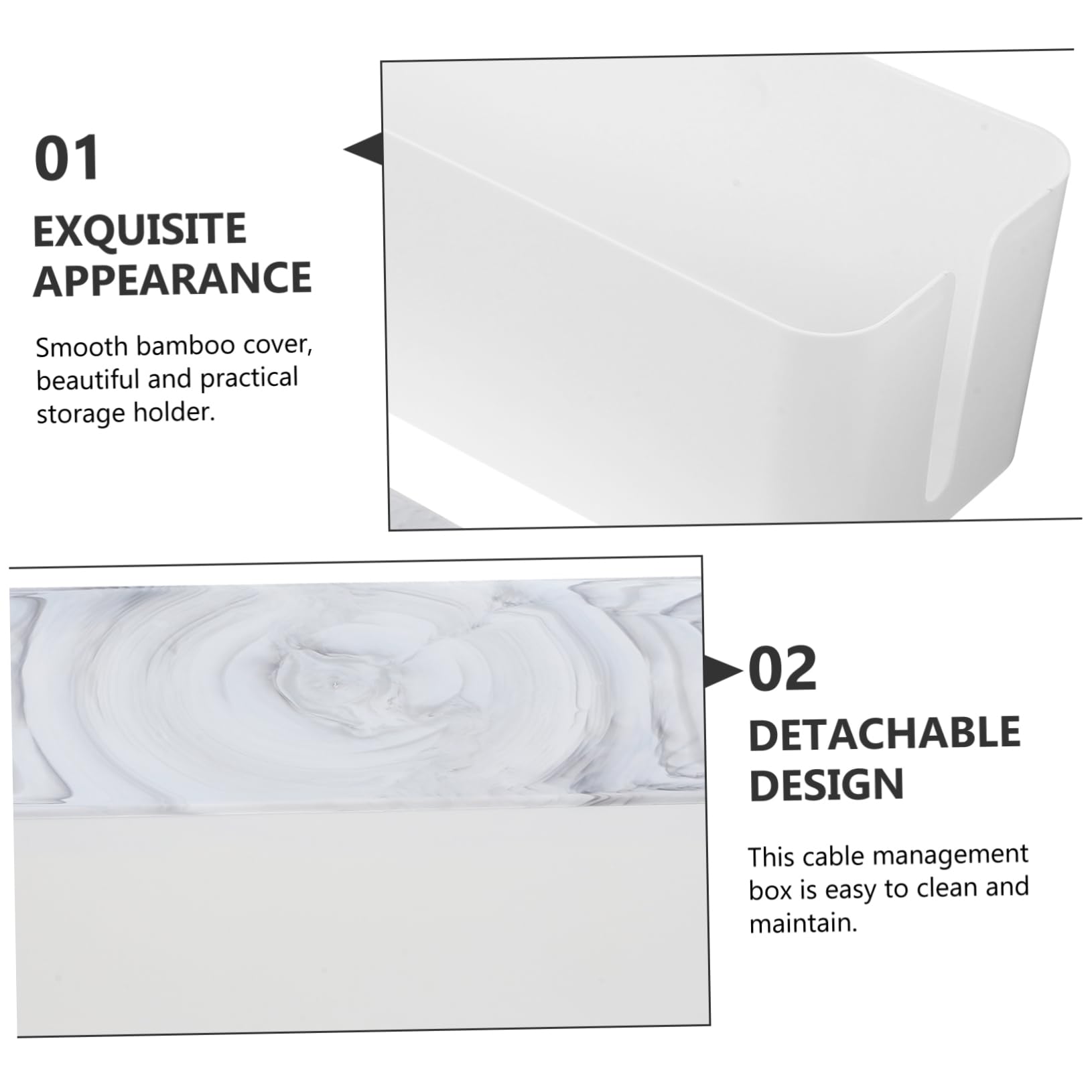VILLCASE Caja Organizadora de Cables de Bambú con Tapa para Gestión de Cableado para Oficina y Hogar Multiusos y Duradera Organizador de Cables con Gran Capacidad
