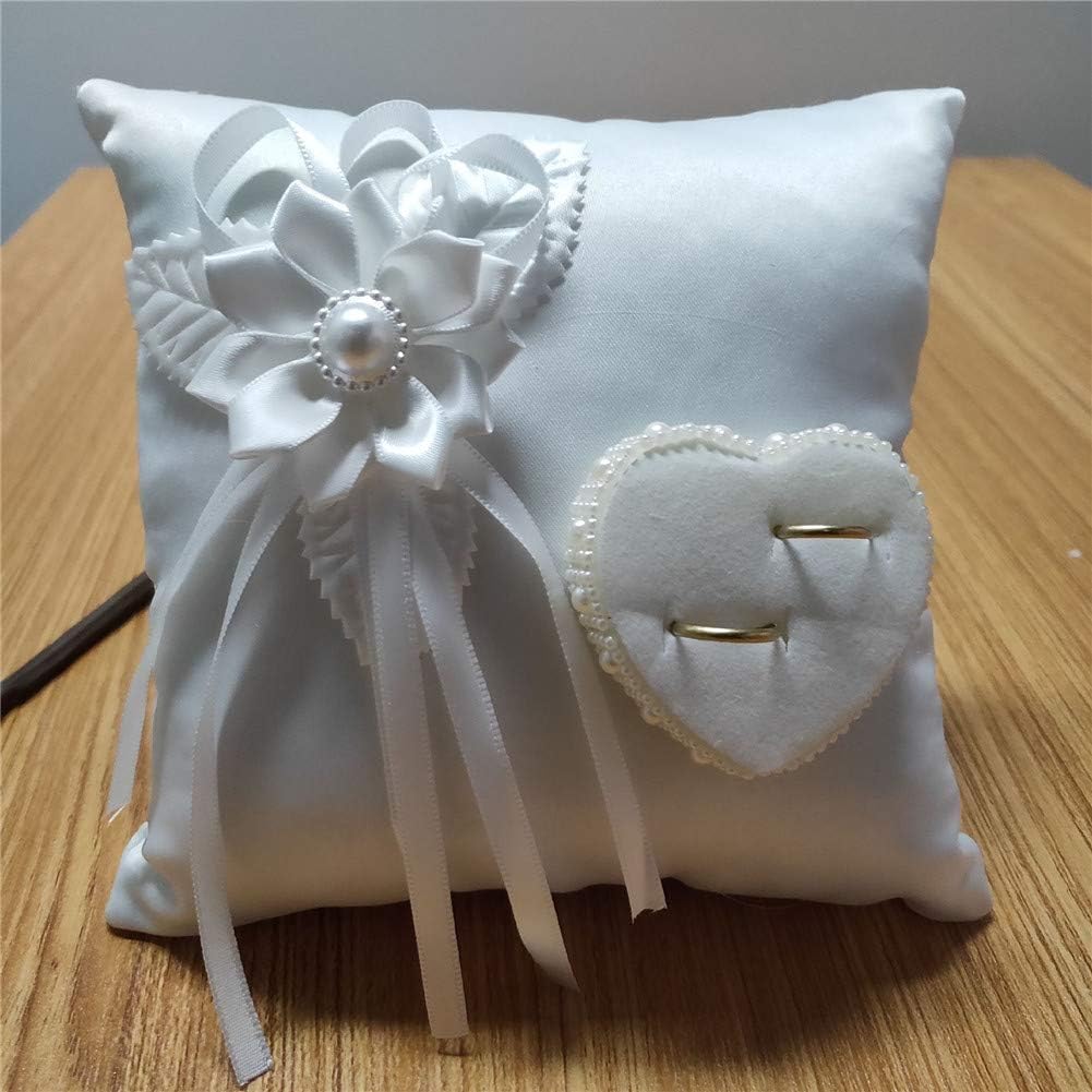 Hochzeit Ringkissen, 20x20cm Brautkissen Träger Kissen Ringschachtel Ringhalter, Heirat Paar Ring Halter Hochzeit Accessoires Für Eheringe Ringe