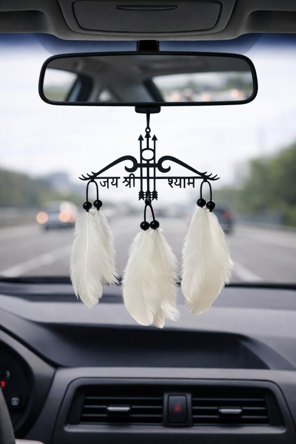 Car Hanging Accessories Interior - Elegant Dream Catcher for Car - Charm for Auto Decor - Stylish Handmade Ornament for Rear View Mirror Decoration - (Jay khatu Shyam) (White) (Pack of 1)-image-41