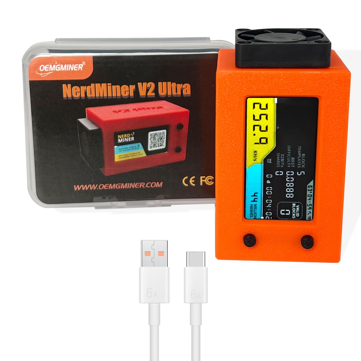 NerdMiner V2 Ultra 250KH/S T Display S3 Bitcoin Miner with Low Power Consumption Crypto Nerdminer with Fan Lucky Miner