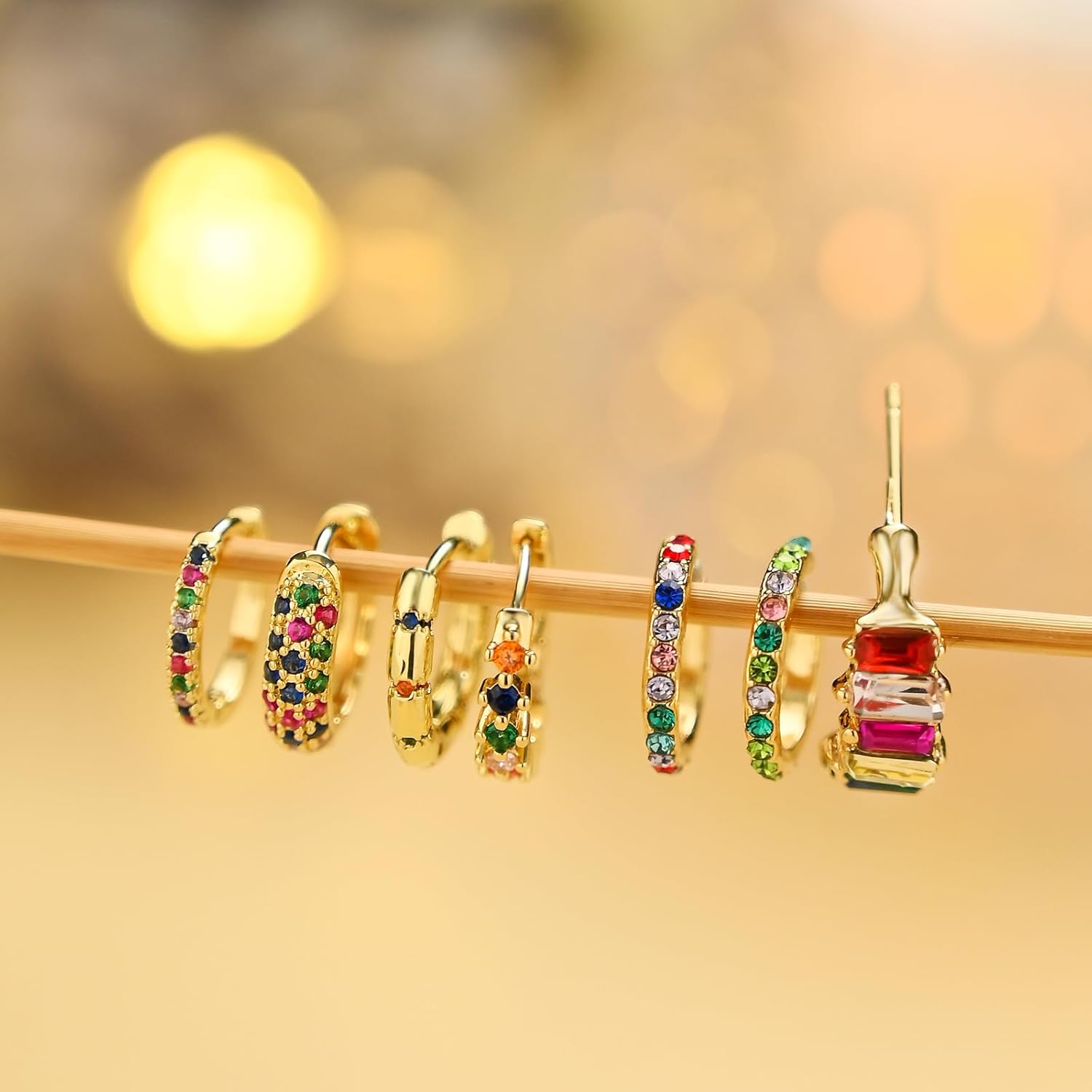 Gold Hoop Earrings Set for Women, 7Pcs14K Gold Plated Hypoallergenic Multiple Piercing Earrings for Women Jewelry Gift - Image 2