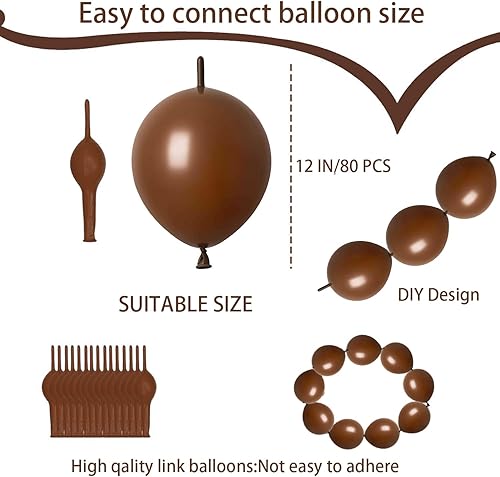 Miniatura 3 de Link Balloons - Globos de látex marrón de 12 pulgadas, 80 unidades para cumpleaños, Halloween, Navidad, fiestas y festivales