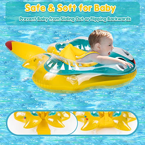 Baby Swimming Float Inflatable Baby Pool Float with Canopy Infant Pool Float for Kids Age of 10-24 Months (Blue) - Thumbnail 7