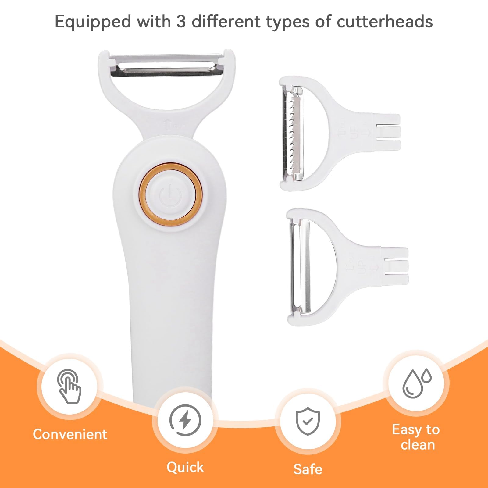 3 in 1 Electric Peeler Electric Peeler Fruits and Vegetables Handheld Julienne Slicer Potato Fruit Cucumber Carrot Slicer Machine for Kitchen Camping Travel - Image 2
