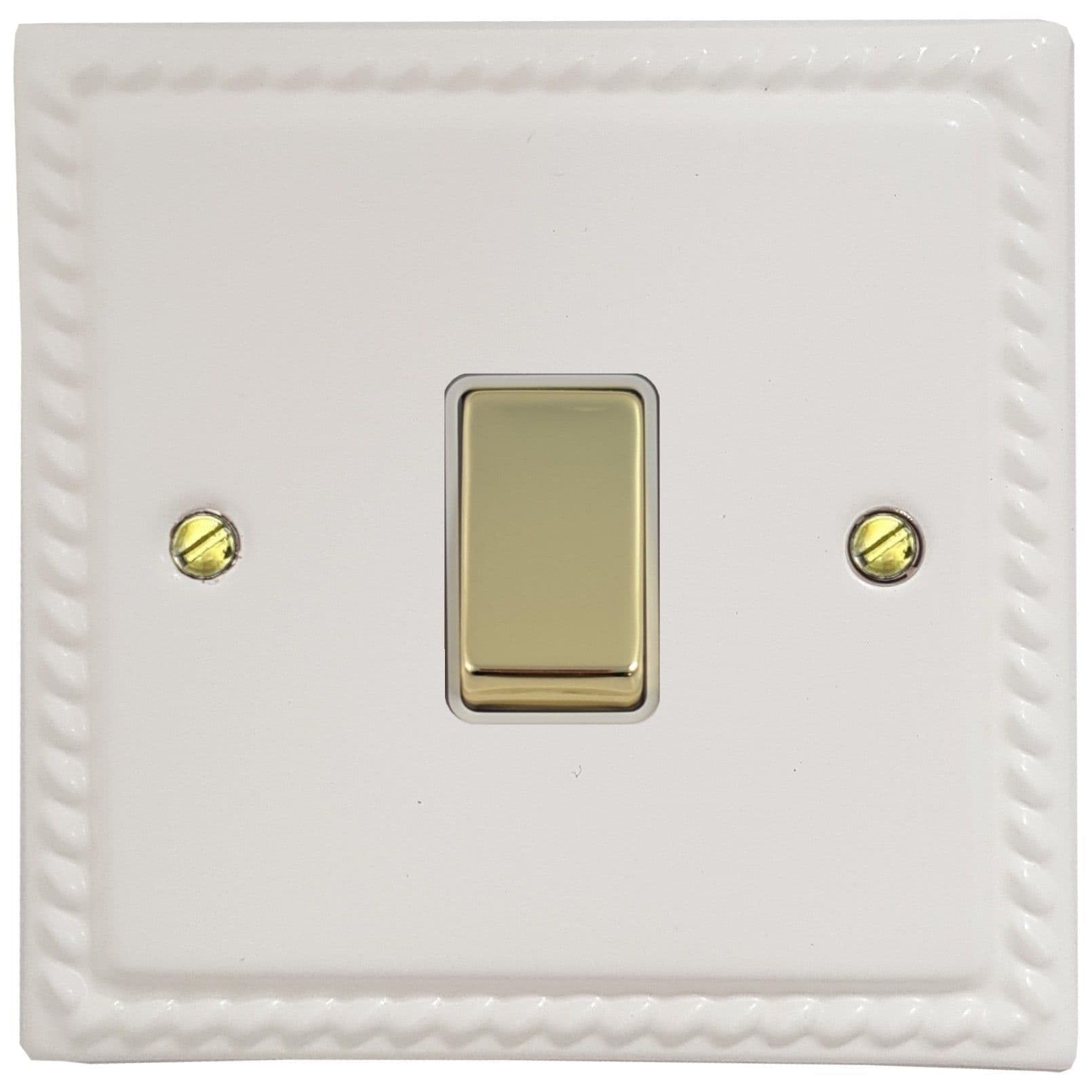 G&H Brassware White/Light G&H Mw201-Pb Monarch Roped Matt 1 Gang 1 Or 2 Way Rocker Switch