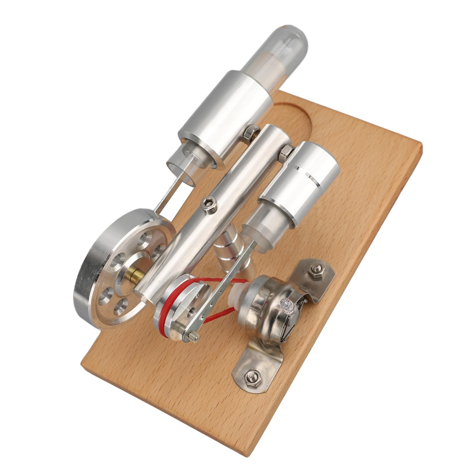 Motor Stirling, Iluminación LED Alimentada por Alcohol Modelo de Motor Stirling de Fácil Operación, Generador de Electricidad con Cuerpo de Aleación de Aluminio de Madera de Pino para