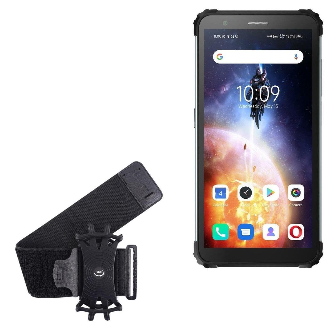 BoxWave Holster Compatible with Blackview BV6600E - ActiveStretch Sport Armband, Adjustable Armband for Workout and Running - Jet Black