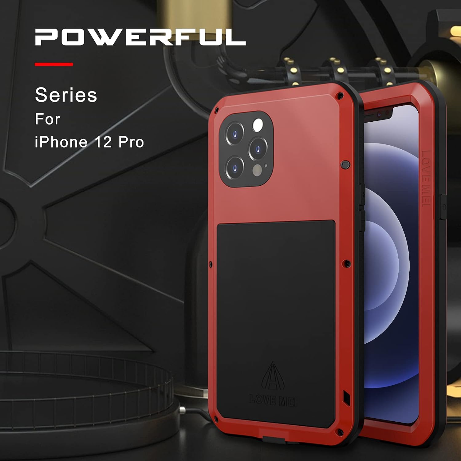 Get Special Price Kowauri Case for iPhone 12 Pro,Super Shockproof Silicone Aluminum Metal Gorilla Glass Armor Tank Heavy Duty Sturdy Protector Cover Hard Case for iPhone 12 Pro 6.1 2020 (Red)