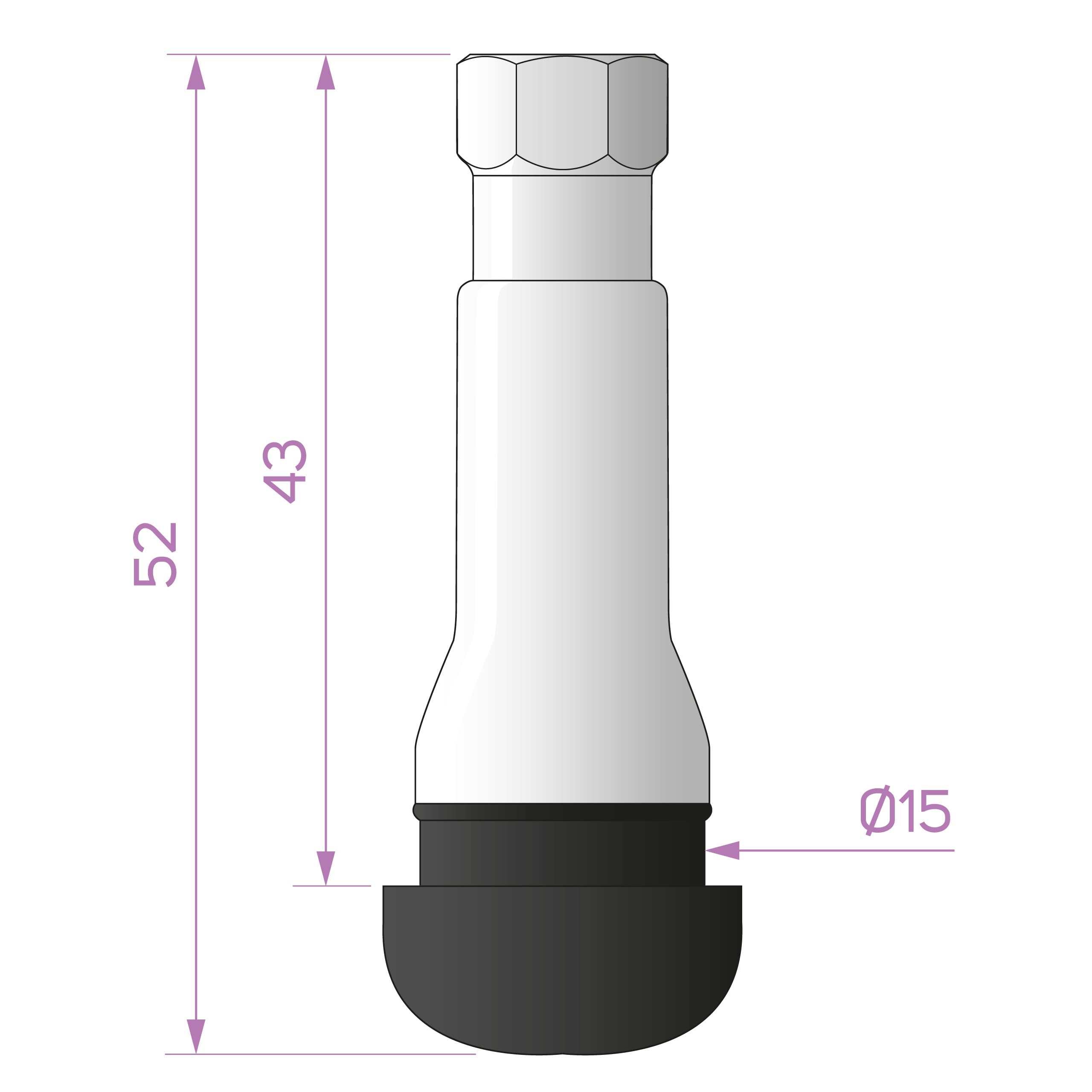 STIX 500 Gummiventile TR414 AC-P ABS Reifenventile Verchromt Schlauchlos PKW für Alufelgen 11,3cm