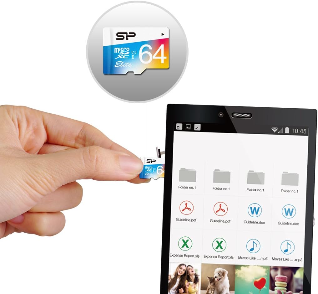 Silicon Power 64GB MicroSDXC UHS-1 Class10, Elite Flash Memory Card with Adapter (SP064GBSTXBU1V20SP)