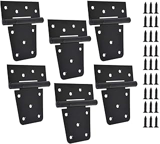 TamBee Black Gate Hinges Shed Hinges Heavy Duty Gate Hinges for Wooden Fences Barn