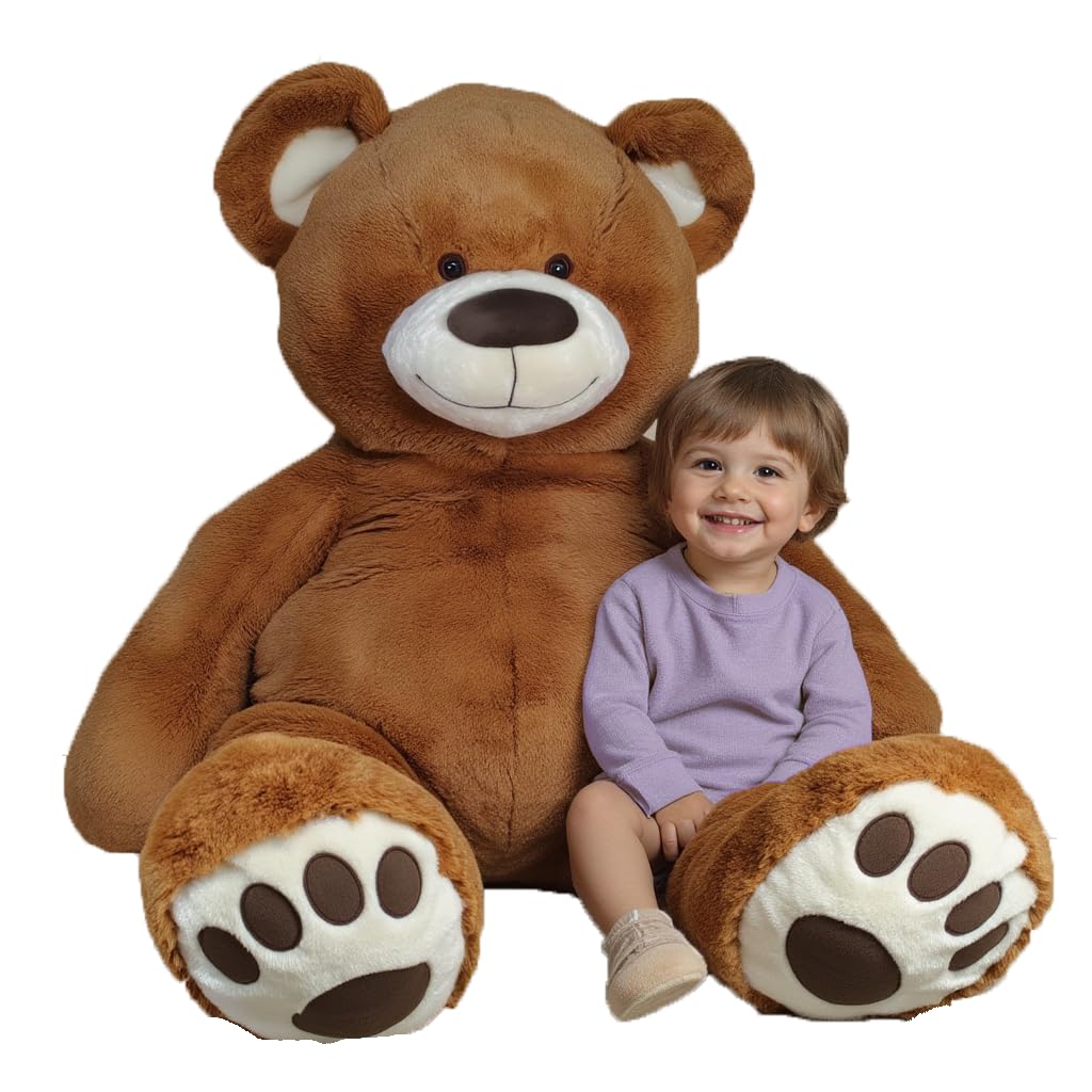 59" Tall (5 Foot) Giant Plush Bear, Stuffed Animal, Medium Brown Teddy Bear with Smiling Face. Premium Stuffed Toy Teddy Bear, Perfect for Girlfriend, Kids, Valentine's Day, Christmas!