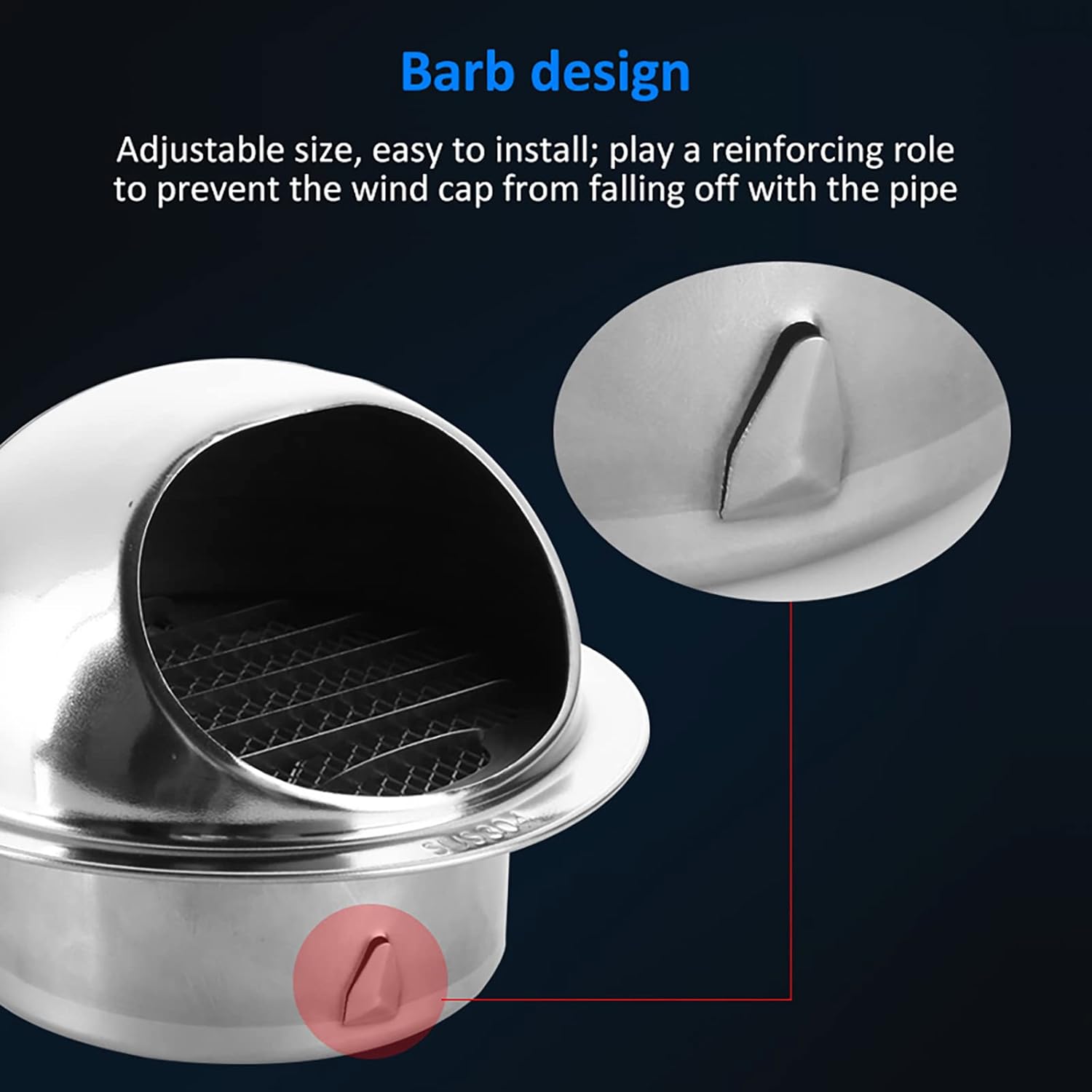 Round Stainless Steel Air Outlet Vents Cap, 2"-12", Air Ventilation Outlet Hood, Wall Air Soffit Vents Cover, with Screen Mesh, for Wall Ceiling, Weatherproof, Durable (180mm/7.08in)
