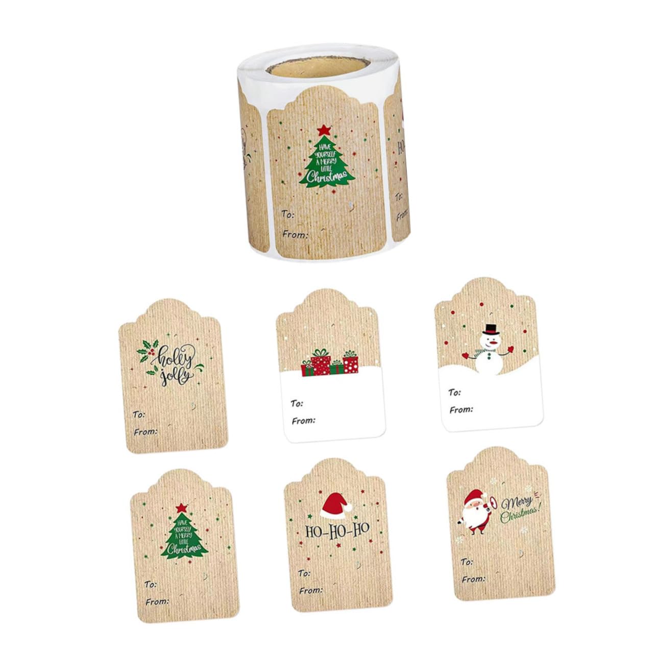 STOBOK 4rotoli Adesivi Natalizi Autoadesivi Kraft Etichette Decorative Per e Confezioni Design Festivi Per Decorazioni e