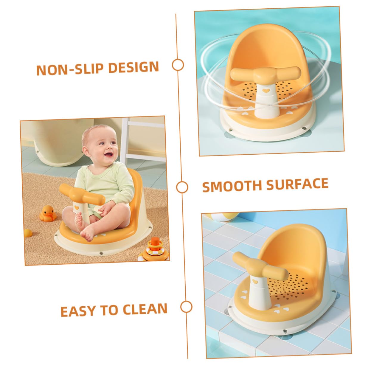 Asiento Material Bebés Baño Antideslizante para Diseño y Pp y Tpe para Limpieza Esfuerzo, Adecuado para Hora del Baño y Juegos