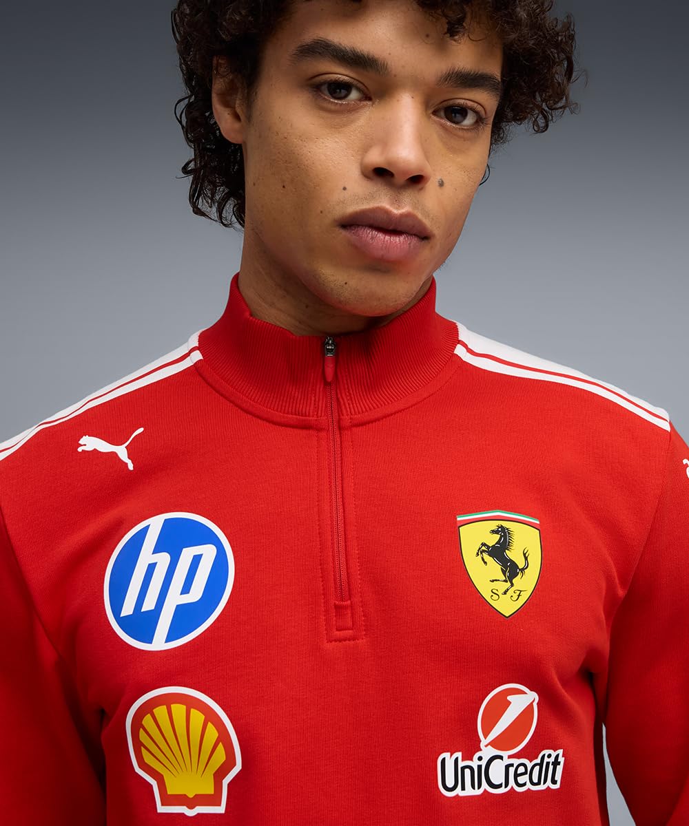 PUMA Scuderia Ferrari F1 2026 Męski sweter Team T7 1/2 z zamkiem błyskawicznym - czerwony