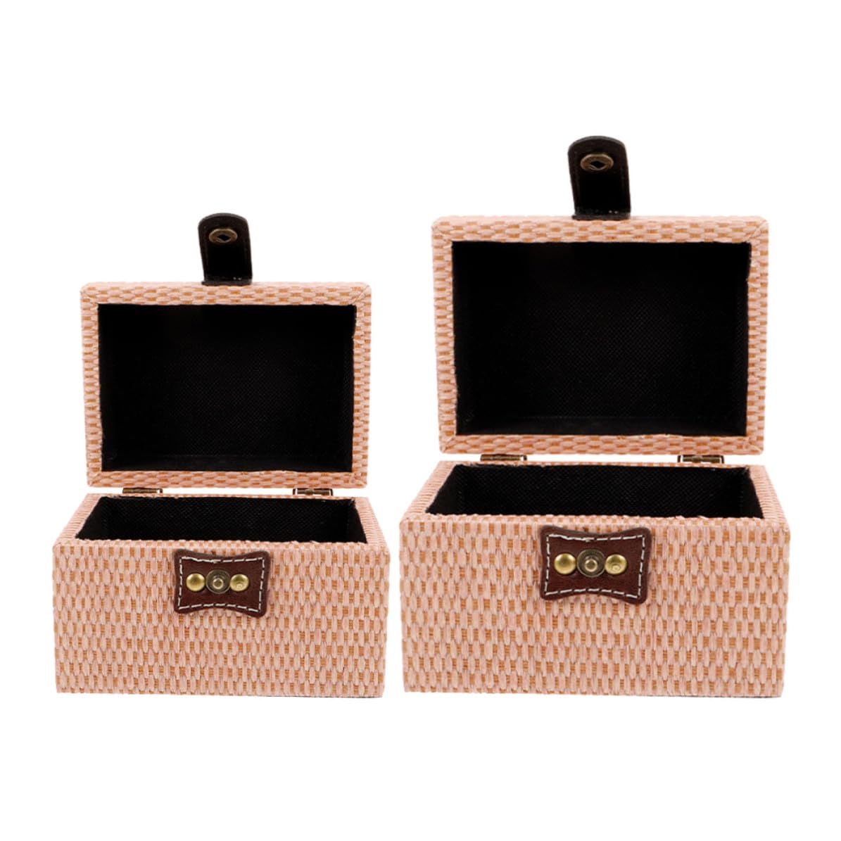 SEWACC 2 Piezas Joyero Retro Pequeño de PU y Madera Tapa Abatible