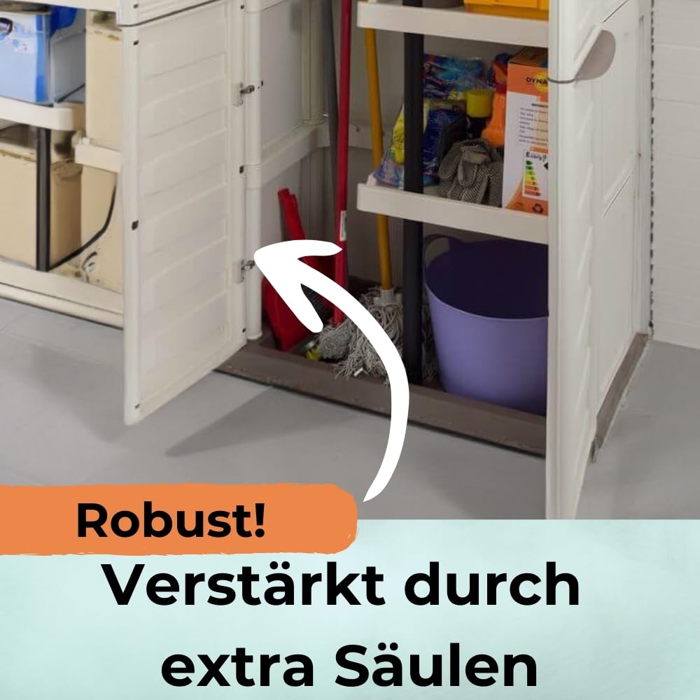 GarPet Gartenschrank Wasserdicht Outdoor Schrank Kunststoff Mehrzweckschrank Hoch Aufbewahrungsschrank Allzweckschrank Balkonschrank Haushaltsschrank Terrassenschrank Hoch