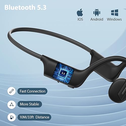 Miniatura 7 de IFECCO - Auriculares de conducción ósea Bluetooth 5.3  Auriculares deportivos inalámbricos Bluetooth con micrófono, IPX5, impermeables, a prueba de