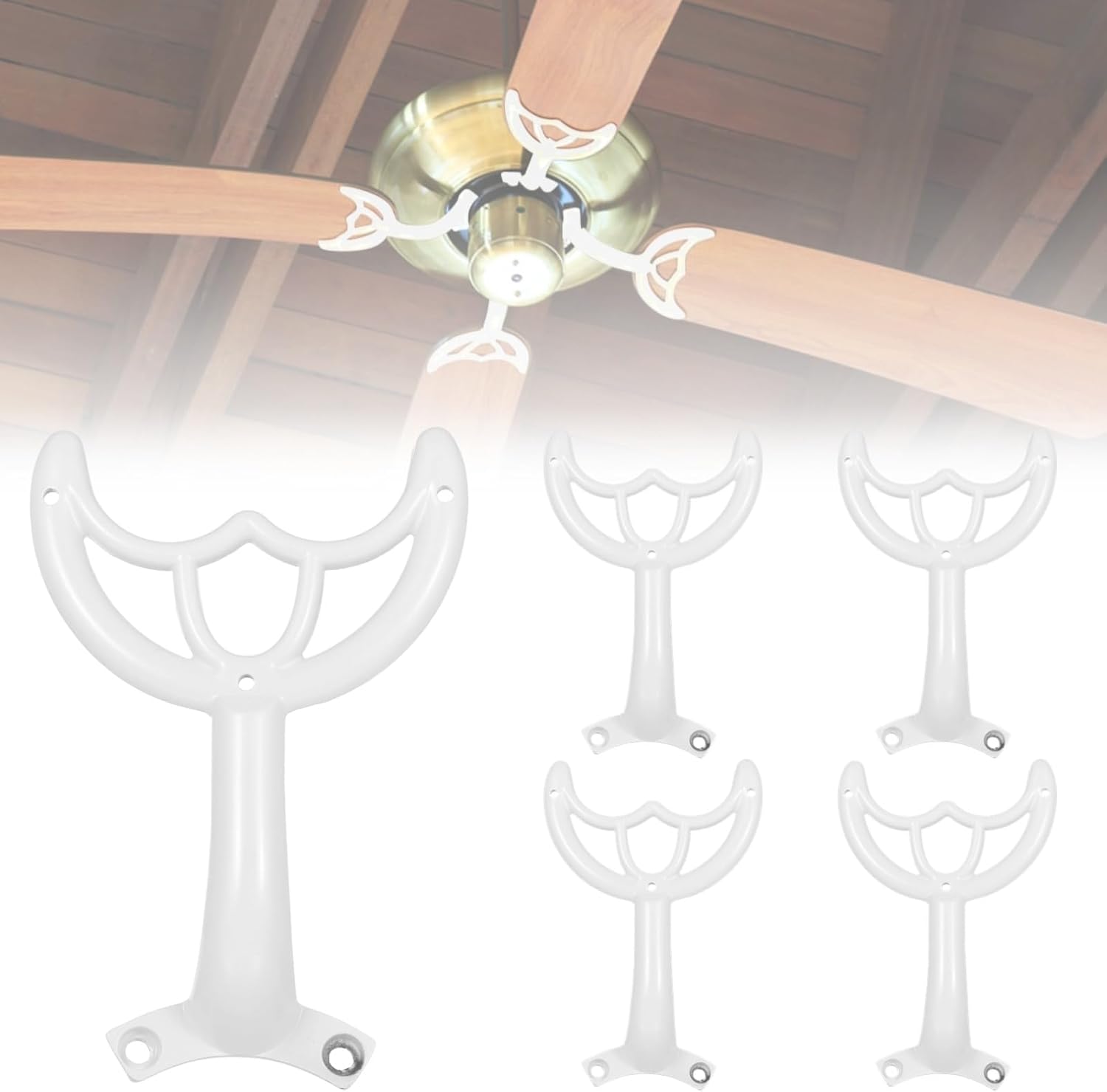 5 PCS Ceiling Fan Blade Arms Replacement with Mounting Hardware for Replacing Worn Broken Fan Blades Repair, Summer White Ceiling Fan Blade Replacements