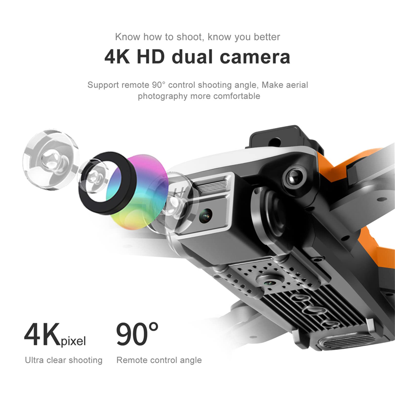 Drone GPS con Videocamera 4K HD, Drone FPV con Trasmissione, Quadricottero RC con 2 Batterie, Ritorno Automatico, Seguimi, Mantenimento Dell'altitudine, Facile per I Principianti,Nero
