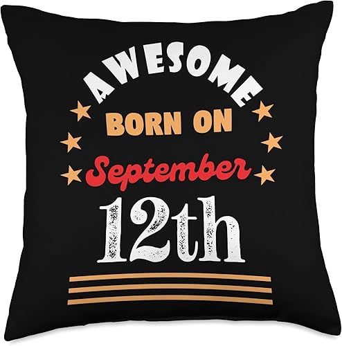 Miniatura 5 de Impresionante almohada de cumpleaños número 12, 12 de septiembre, 16 x 16 pulgadas, multicolor