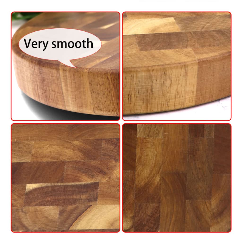 Tabla de Cortar Cocina,Tablas de cortar de madera, bloque de carnicero, tabla gruesa de madera para cortar carne, tabla redonda para servir queso, tabla para picar 11,8x1,25"