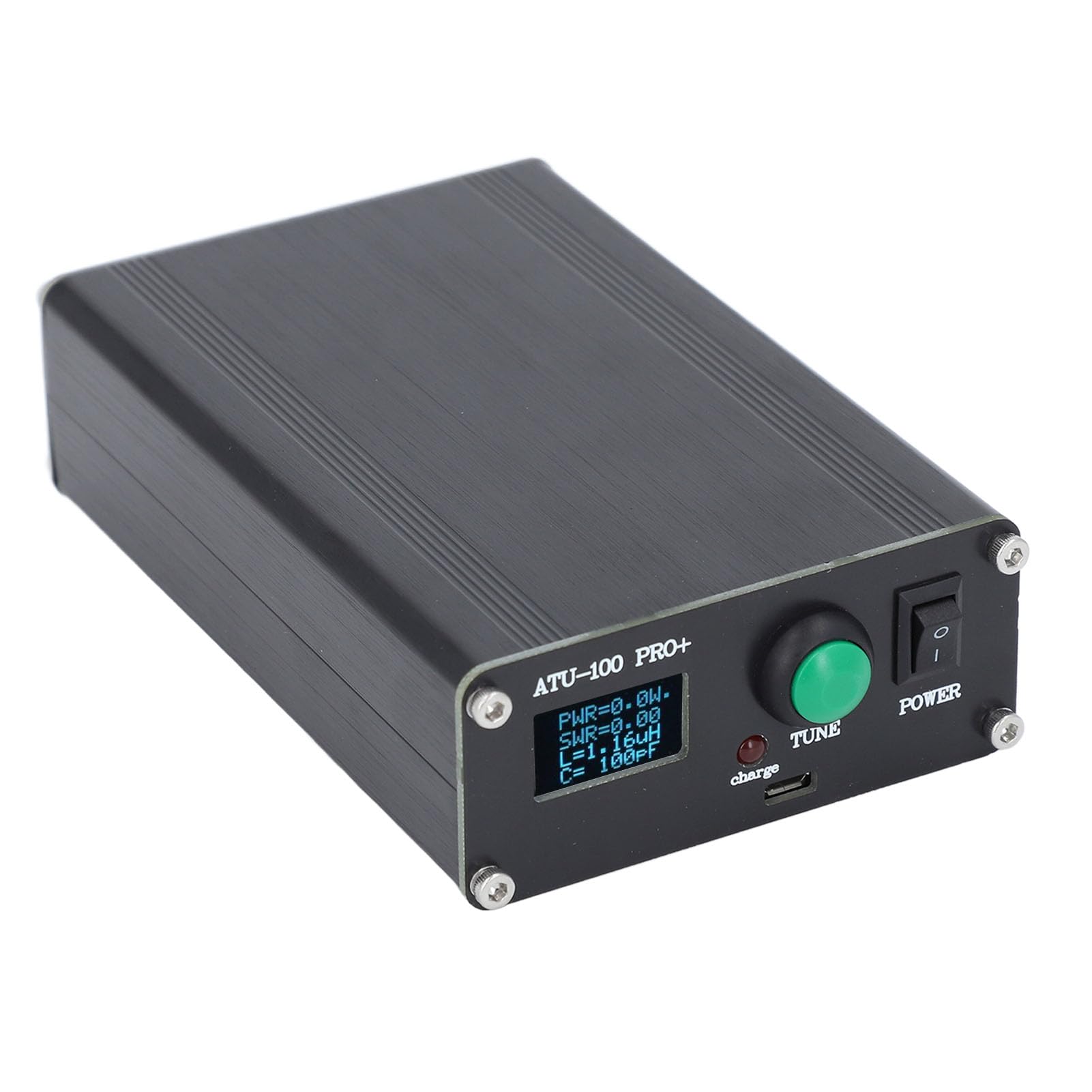 Dpofirs Tuner D'antenne à Ondes Courtes Haute Performance, Charge de Type C en Alliage D'aluminium ATU 100 Pro + pour Les Opérateurs de Radio Amateur