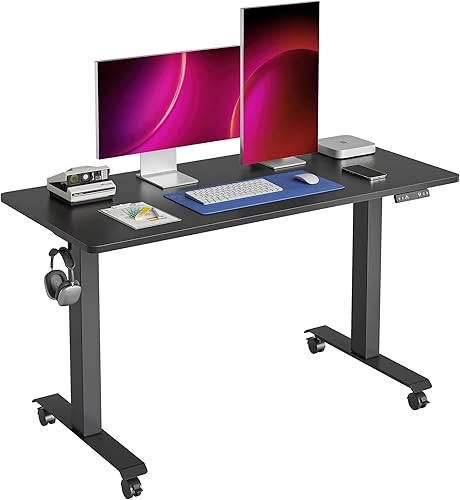 BANTI Escritorio de pie con motores duales de 40 pulgadas, escritorio eléctrico de altura ajustable, color negro