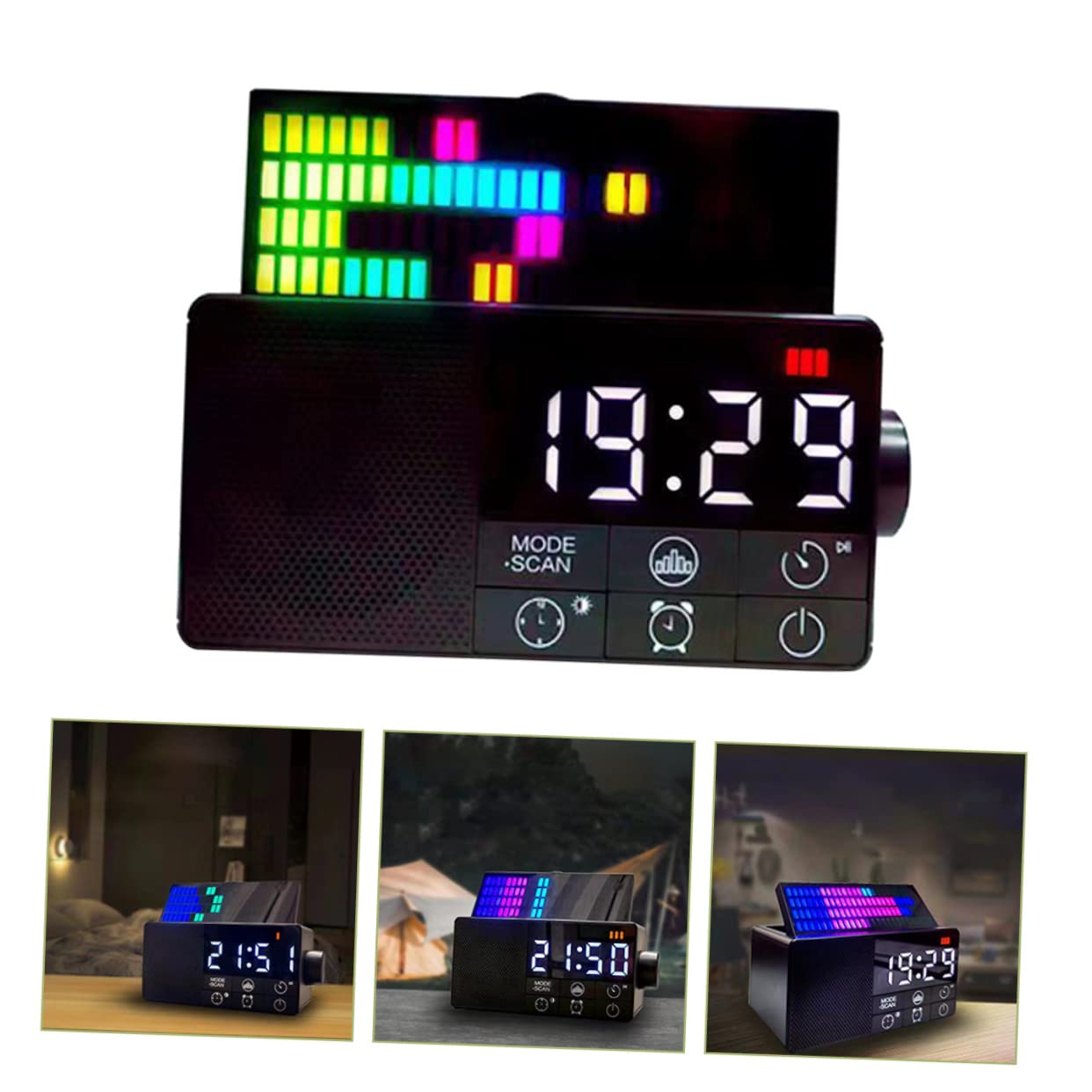 Tofficu Reloj Despertador Digital con Altavoz Inalámbrico y Radio FM Pantalla Plegable Función de Alarma y Reproducción USB para Dormitorio