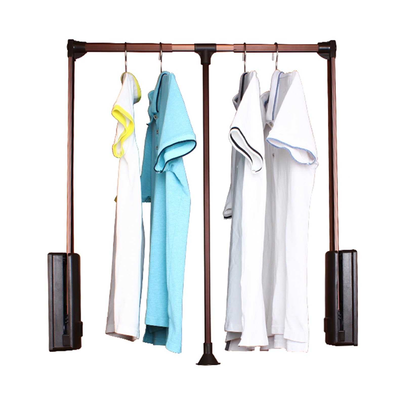 AYCDL Adjustable Pull Down Closet Rod,Teles Lift with Soft Return,Space Saving,Weight Capaci 25KG,for Hanging Clothes,Brown-510-660mm