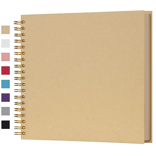 potricher 10 x 10 Inch DIY Scrapbook Photo Album 80 Pages Thick Kraft Blank Yellow Paper Memory Book for Wedding and Anniversary Family (Yellow, 10 Inch)