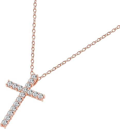 Miniatura 8 de Tienda Collection Collar con colgante de cruz de plata de ley chapada en platino o oro con circonitas de elementos infinitos 179in