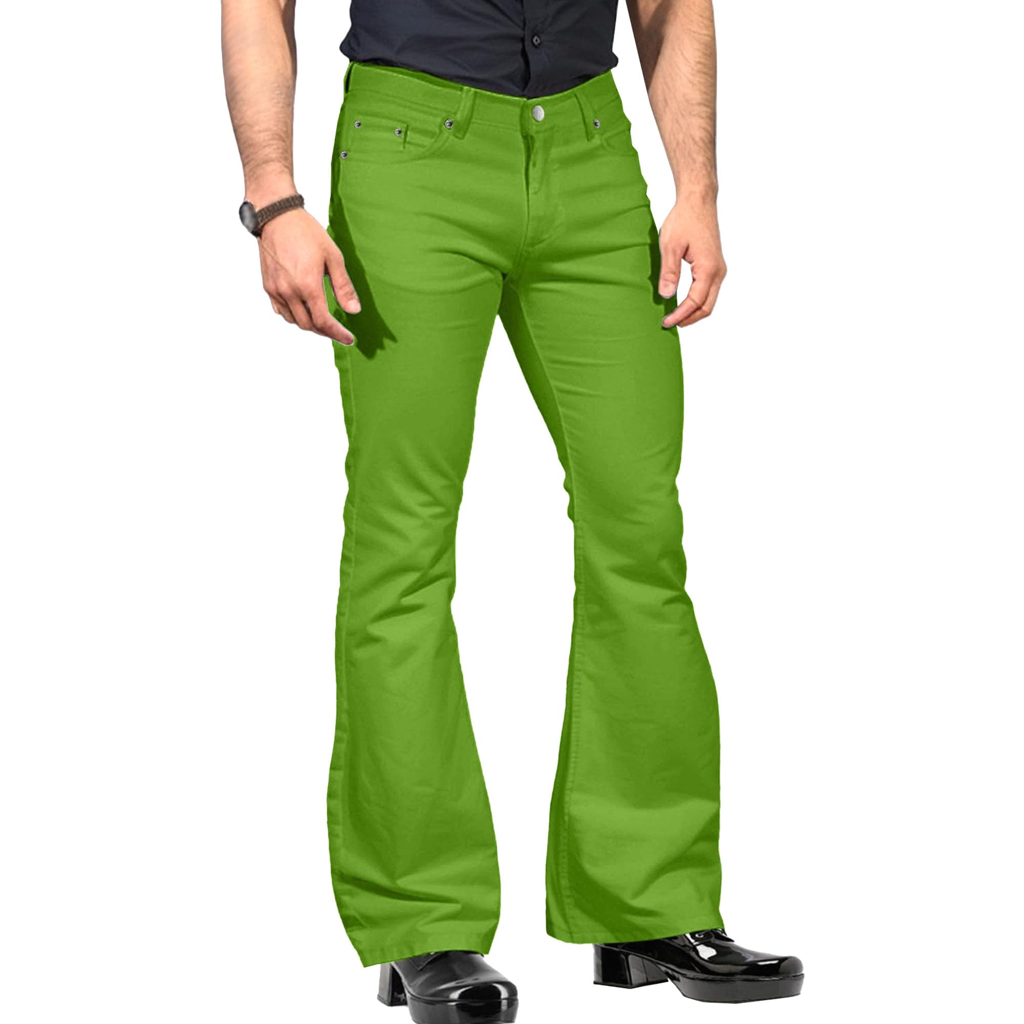 Mens Casual Bell Bottom Jeans Relaxed Stretch Flared Fit Male Jean Pant Classic Retro Disco Denim Pants