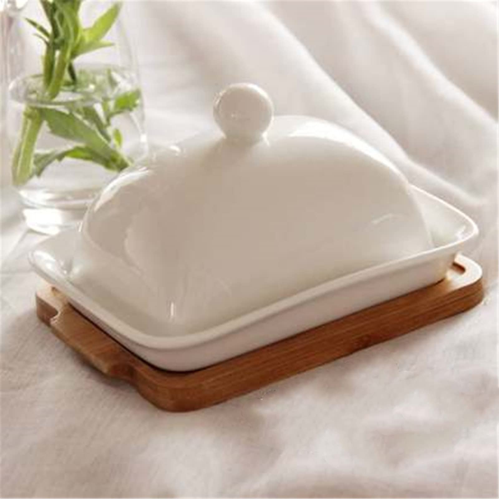 Recipiente para Mantequilla Plato de comida occidental cerámica con bandeja tapa mantequilla bistec para Restaurantes y Hogares