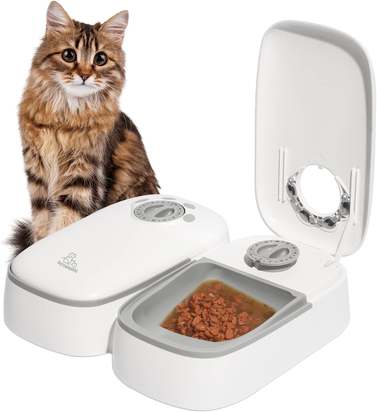 PeTnessGO 2 Meals Automatic Cat Feeders,Pet Feeder with 48