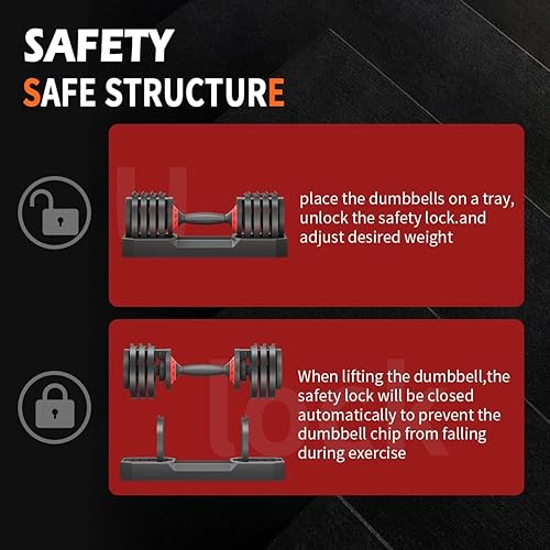 Miniatura 5 de VEICK Adjustable Dumbbell Set, 5 in 1 Free Dumbbell for Men and Women, Black Dumbbell for Home Gym, Full Body Workout Fitness, Fast Adjust by