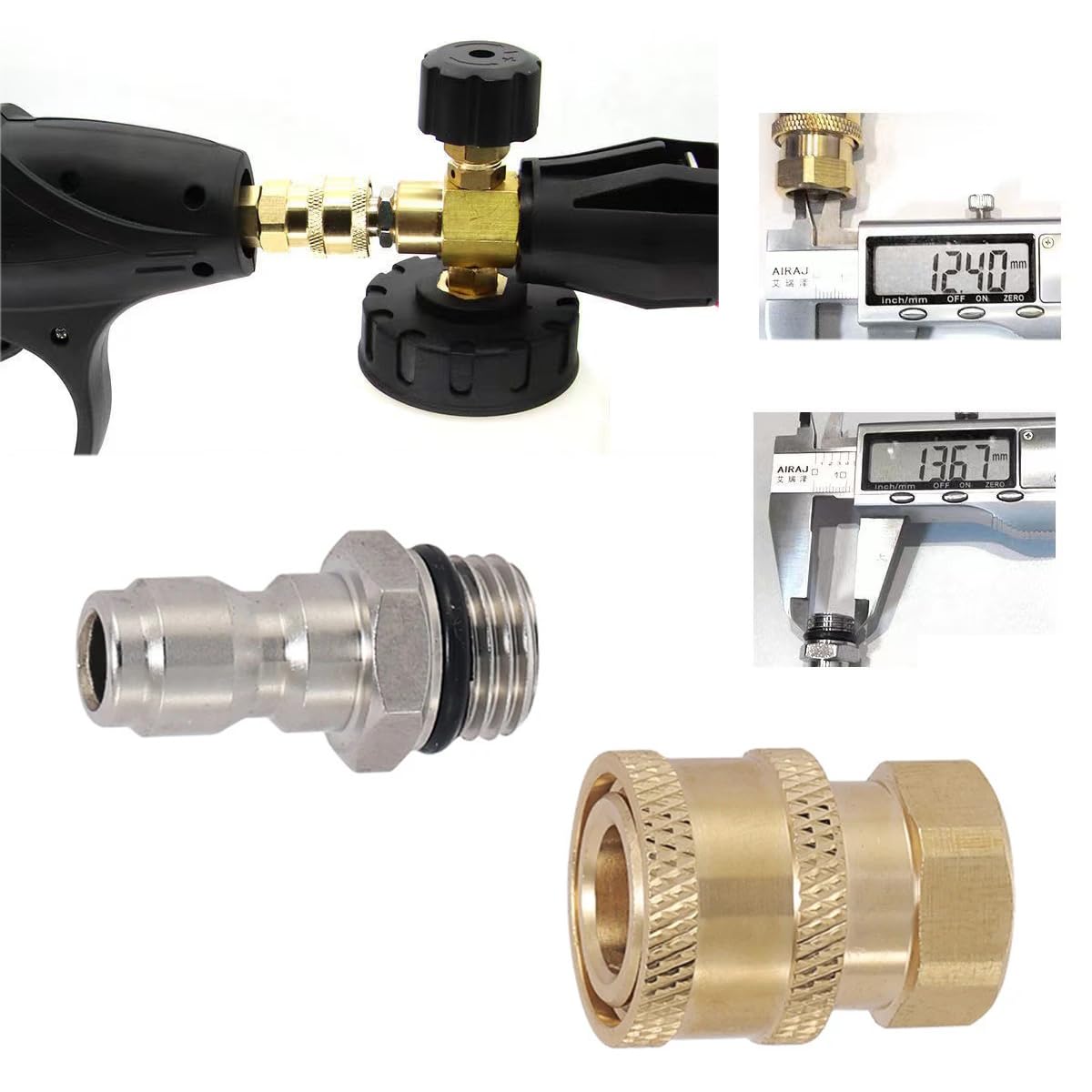 ATORSE® Pressure Washer Hose Connector Adapter Set Quick Connect Gun To