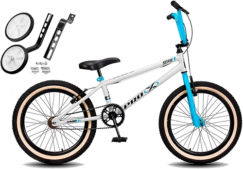 Bicicleta Aro 20 BMX PRO X S1 Faixa Bege V-Brake e Rodinhas
