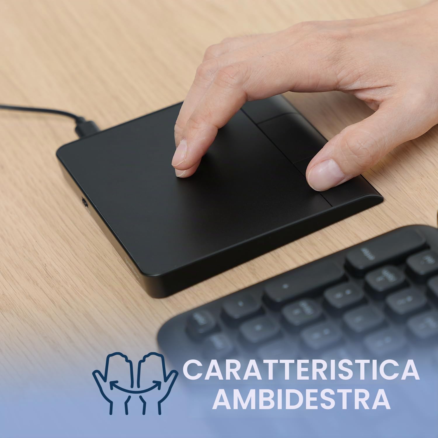 perixx PERIPAD-506 - Touchpad USB sottile con cavo, touchpad staccabile per desktop e laptop, misura grande, 13,5 x 11,6 x 1,4 cm, nero