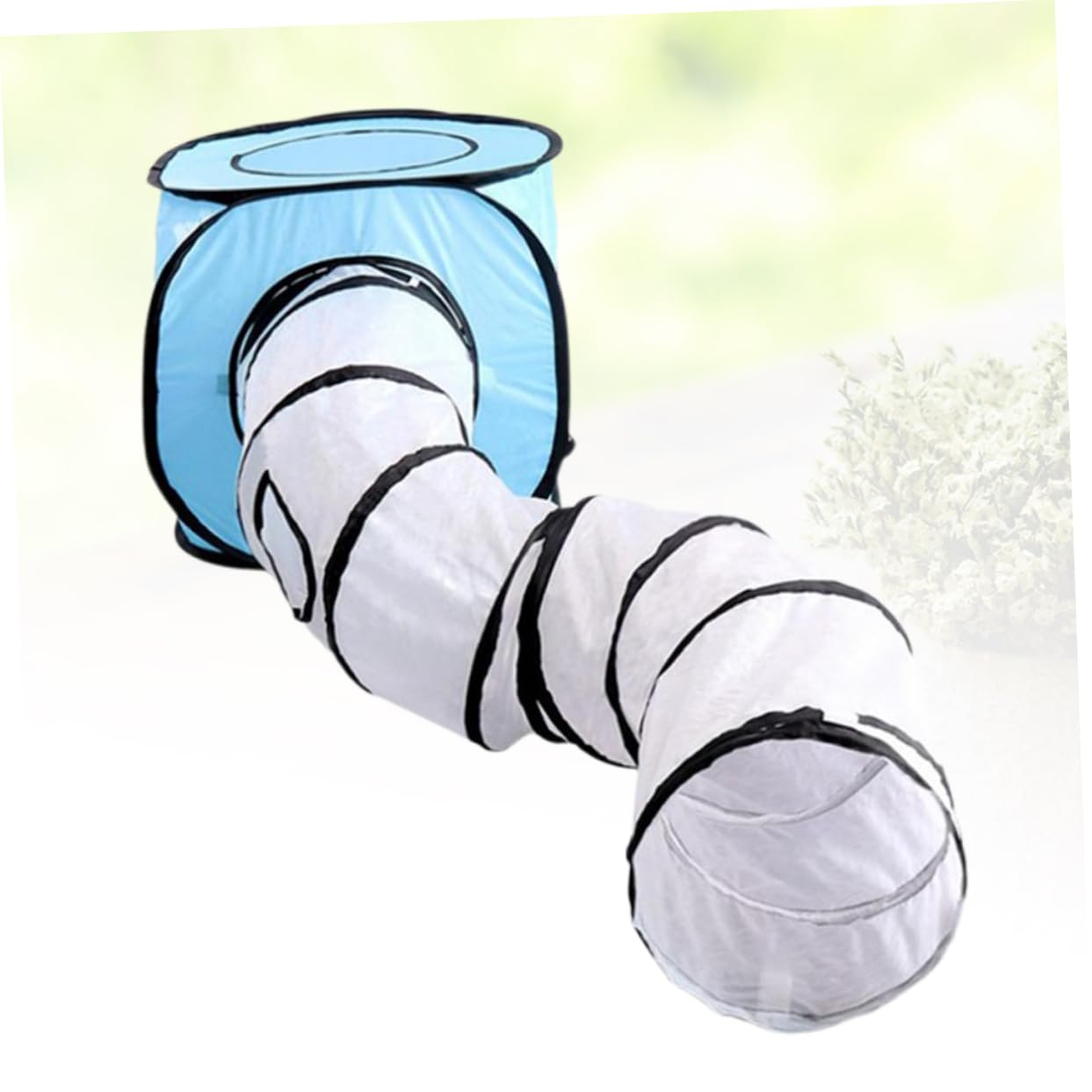 Kreatives Katzenzelt S-typ Tunnel Haustierbedarf Blau | Faltbar und Leicht Aufzubauen, Polyester mit Streifendesign, für Spiel im Katzenalltag