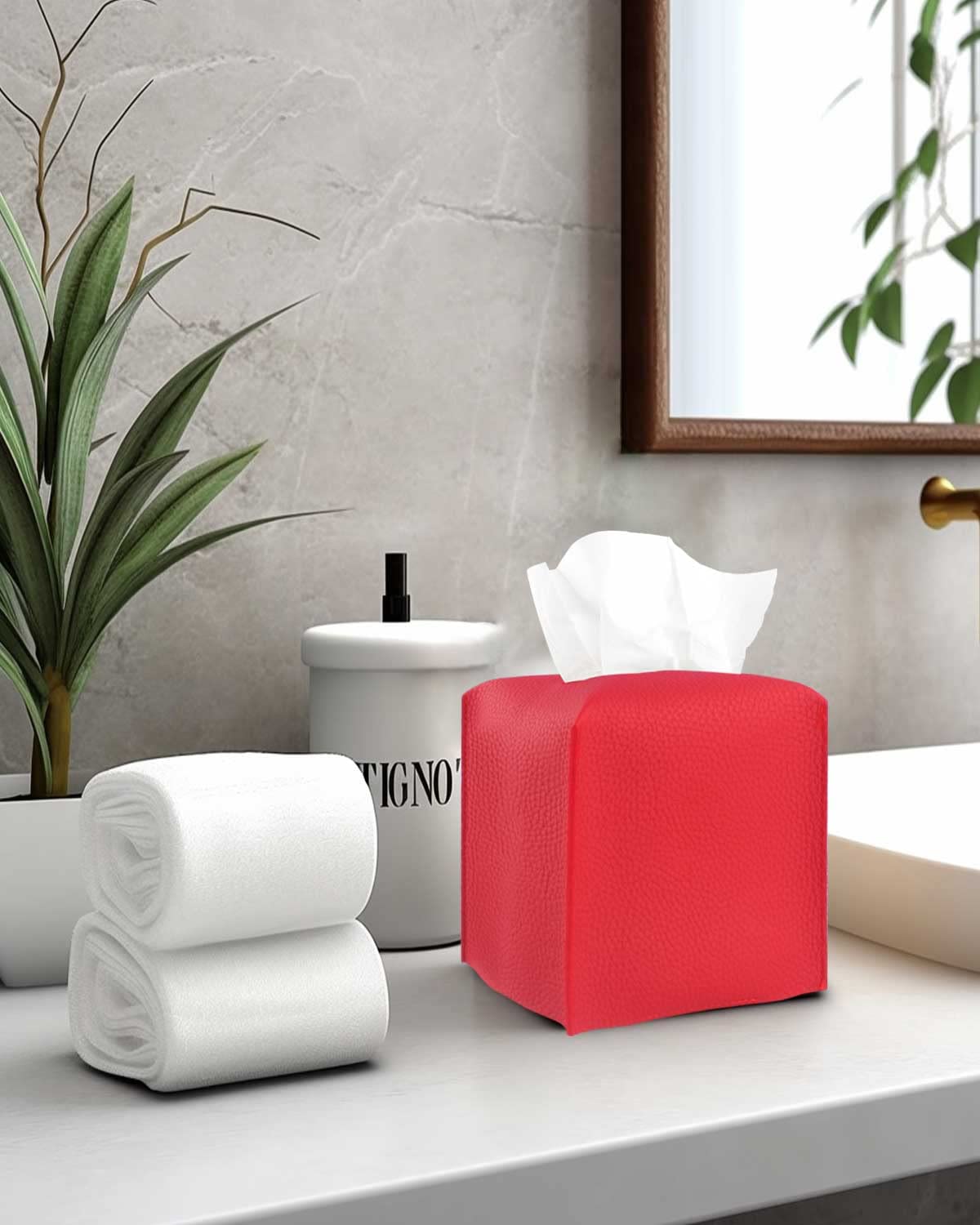Amazon.com: Red Tissue Box Cover Square – with Bottom Belt