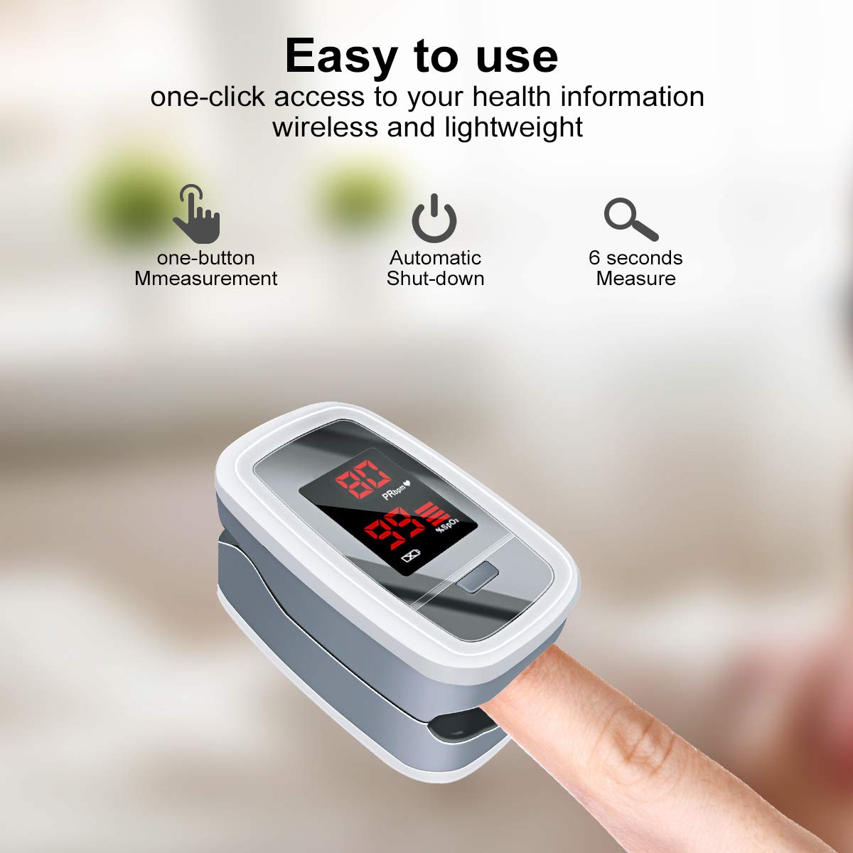 Pulse Oximeter, Oxygen Monitor, Finger Heart Rate Monitor, Blood Oxygen